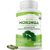 Organic Moringa Capsules 100% Pure 120 Caps, Natural Energy & Immunity Boost