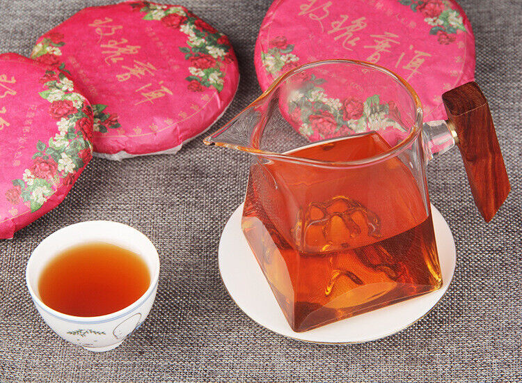100g Pu-erh Ripe Tea Rose Ripe Tea Cake 普洱茶熟茶玫瑰花普熟茶饼三级普洱+玫瑰花陈香花香茶饼