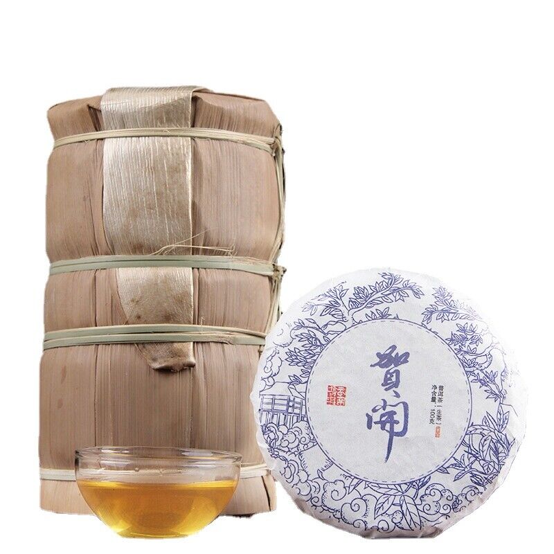 100g Yunnan Menghai He Kai Sun Green Pu-erh Raw Tea Cake Seven Seed Cake Tea