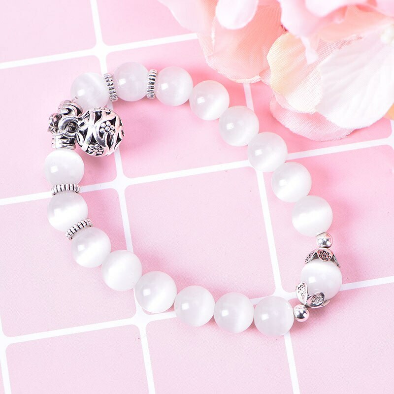 White Cat Eye Beads Bracelet Weight Loss Therapy Lucky Pendant Fashion Bracelet
