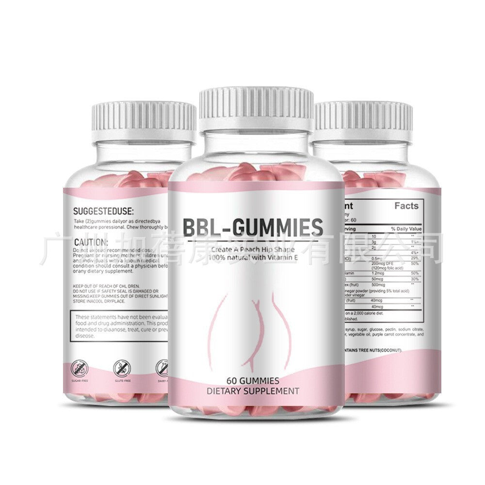 BBL Gummies 100% Natural with Vitamin E Create a Peach Hip Shape 60 Gummies