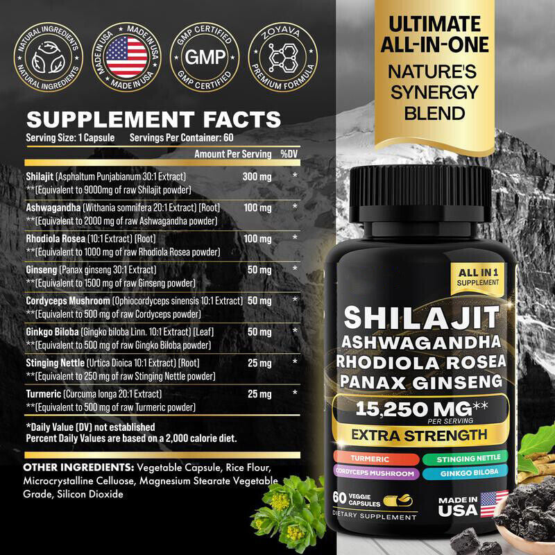 Organic Stress Relief Himalayan Shilajit Extremely Potent, Boosts Energy