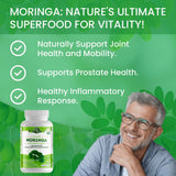 Organic Moringa Capsules 100% Pure 120 Caps, Natural Energy & Immunity Boost