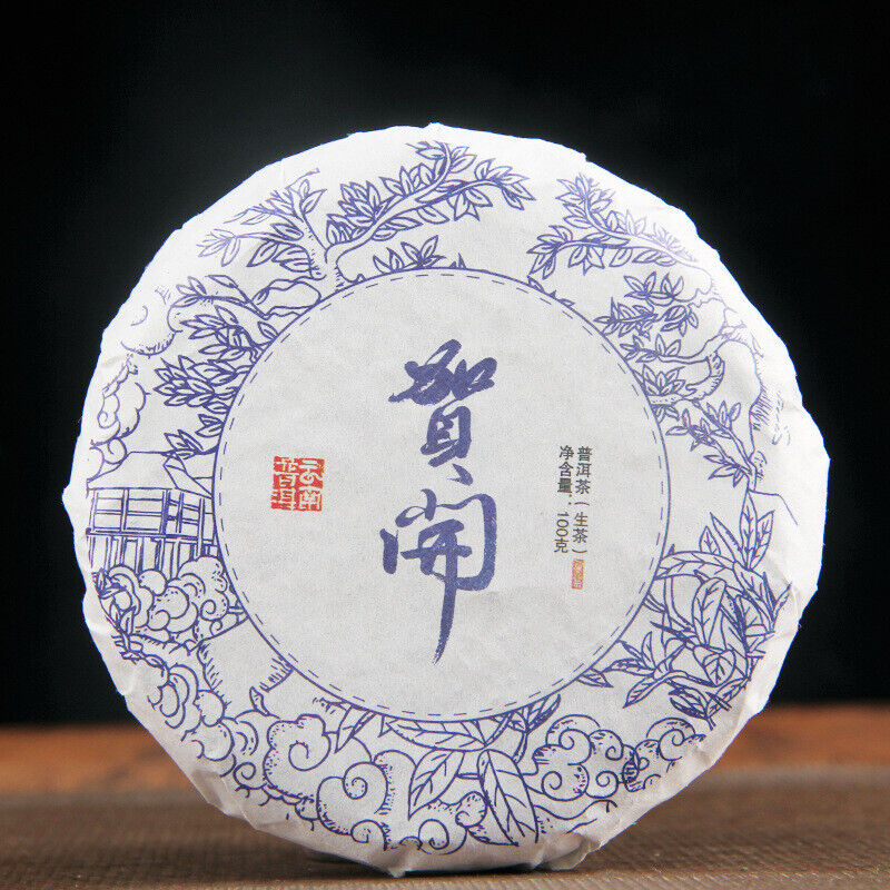 100g Yunnan Menghai He Kai Sun Green Pu-erh Raw Tea Cake Seven Seed Cake Tea