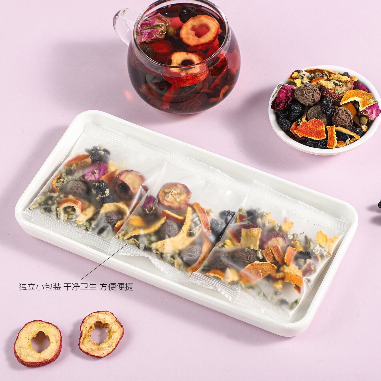 100g Plum Mulberry Hawthorn Lotus Leaf Rose Tea for Health and Wellness