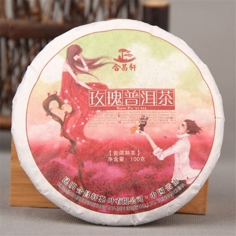 100g Pu-erh Tea Cake Cooked Puer Tea Rose Flavor Slimming Green Food Black Tea