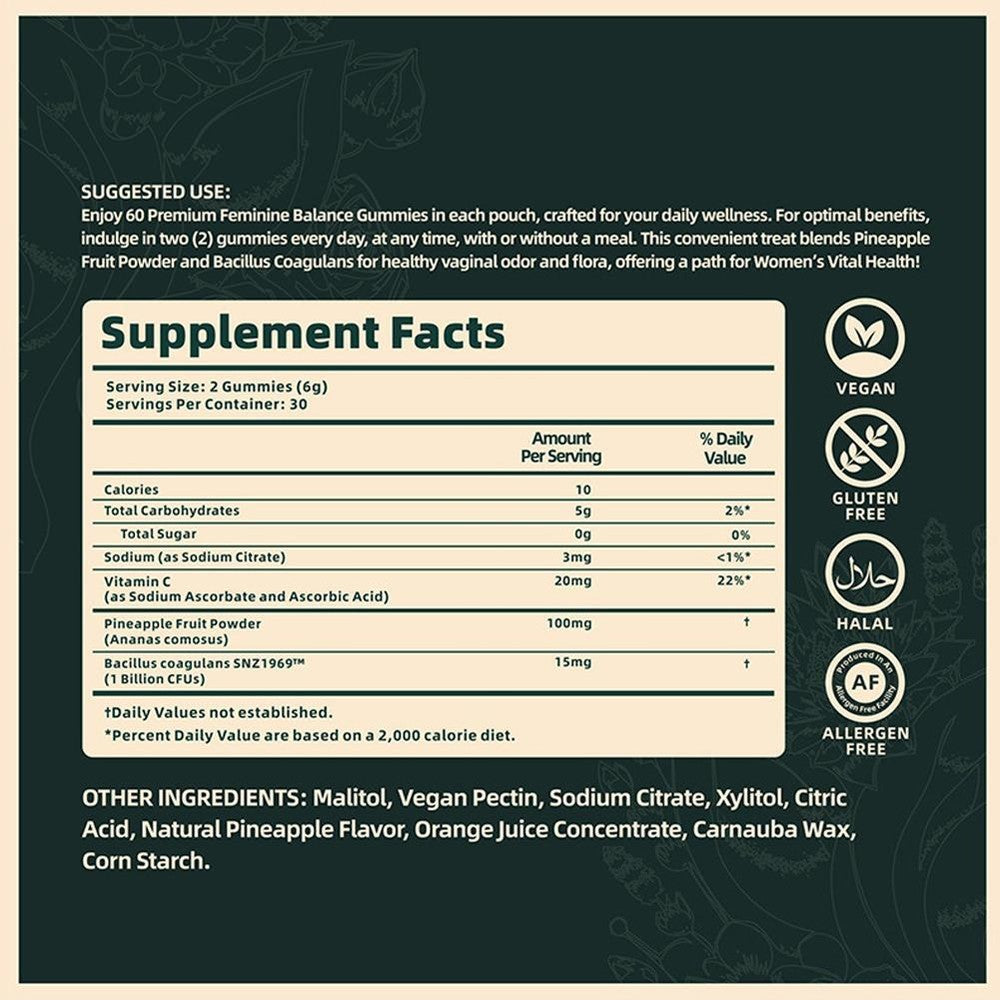 60Pcs Vital Source Feminine Balance Gummies,Support Women's Health&Wellness-Best