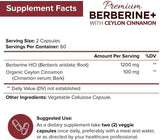 Premium Berberine HCL 1200mg with Organic Ceylon Cinnamon - 120 Capsules