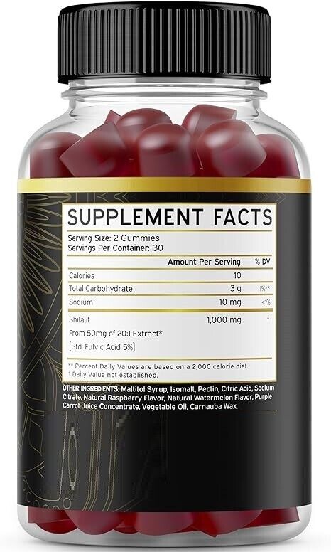 Naturally Occurring Fulvic Acid NonGMO Pure Shilajit 1000mg 60 Pills Asphaltum