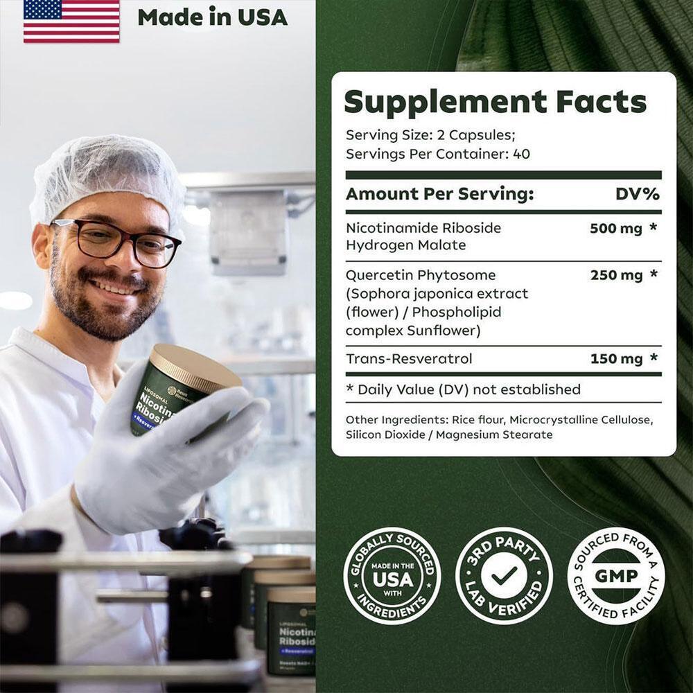 6x NAD+Supplement for Anti-Aging,Energy Focus Nicotinamide Riboside Resveratrol