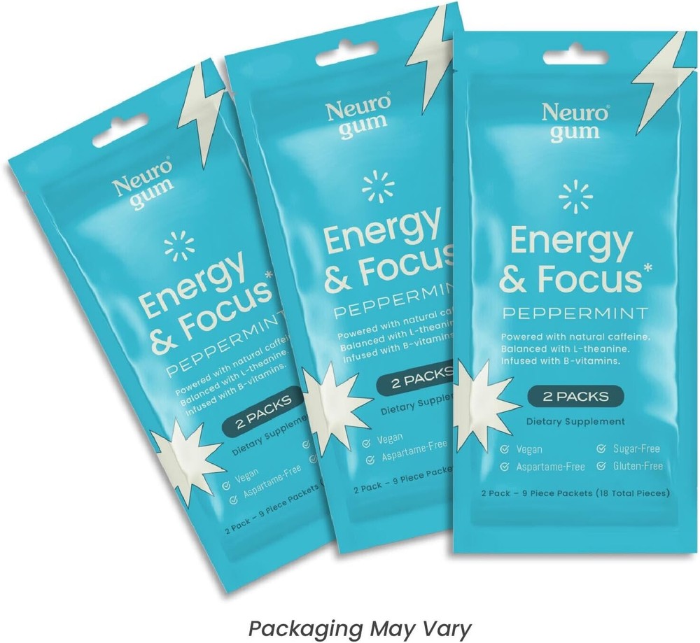 Energy Caffeine GUM(54 Pieces)- Sugar Free with L-theanine + Caffeine