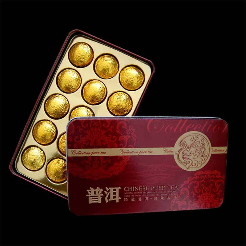 /Mini Puer Ripe Tuocha Gold Tin Foil Packing Shu Pu'er Tea Gift 75g