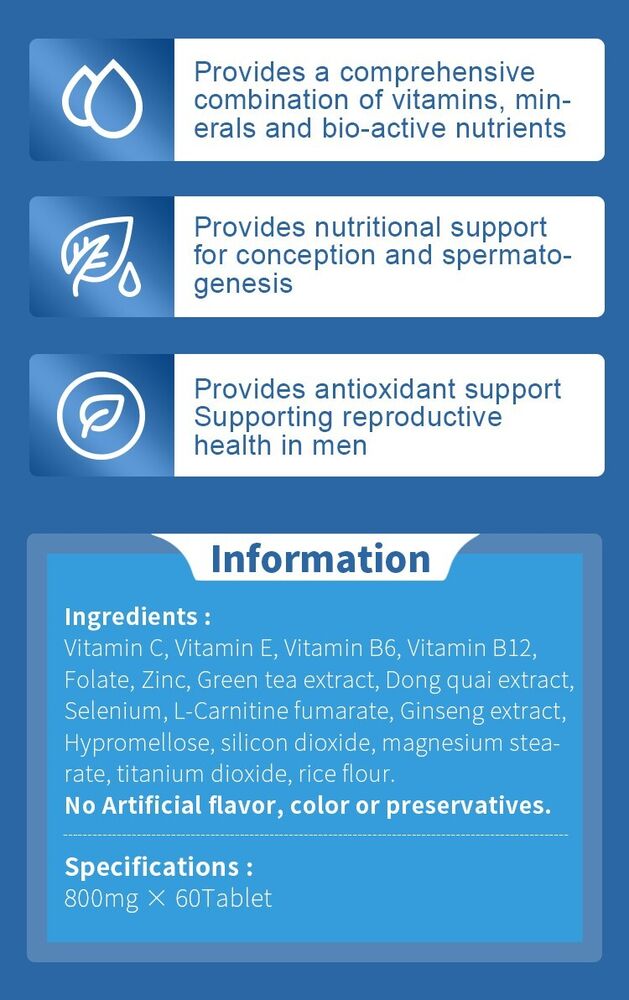 2 bottles of Men Fertility Tablets + Women Health Fertility Tablets Supplements