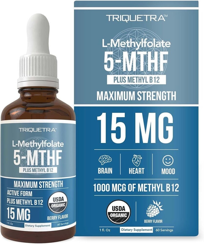 L-Methyl Folate 15mg + Methyl B12 Cofactor - Organic Berry Flavor