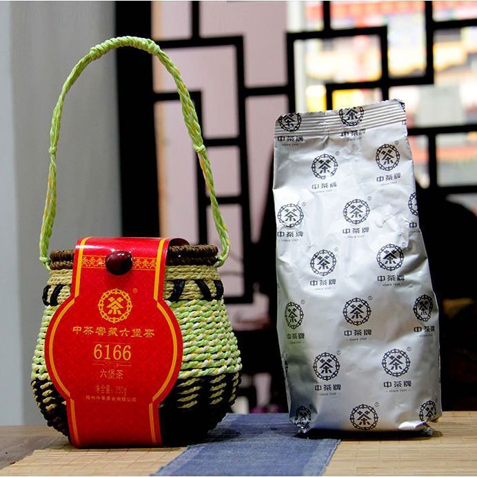 CHINA TEA 6166 Aged Wuzhou Dark Tea Liu Pao Hei Cha Liu Bao Black In Basket 250g