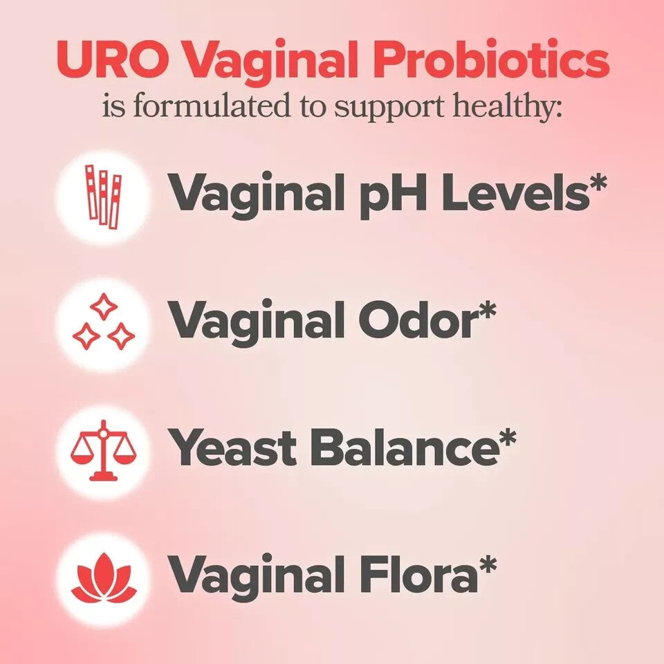 URO Vaginal Probiotics for Women pH Balance with Prebiotics & Lactobacillus, New