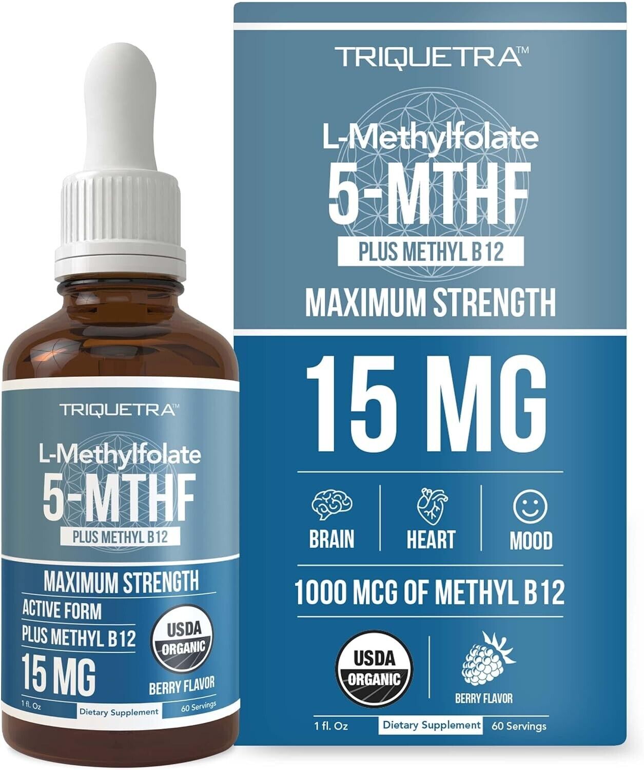 L-Methyl Folate 15mg + Methyl B12 Cofactor - Organic Berry Flavor