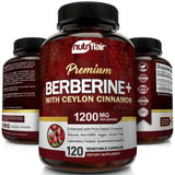 Premium Berberine HCL 1200mg with Organic Ceylon Cinnamon - 120 Capsules