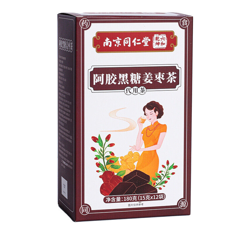同仁堂阿胶黑糖姜枣茶 黑糖姜枣茶女性大姨妈180g Black Sugar Ginger Jujube Tea