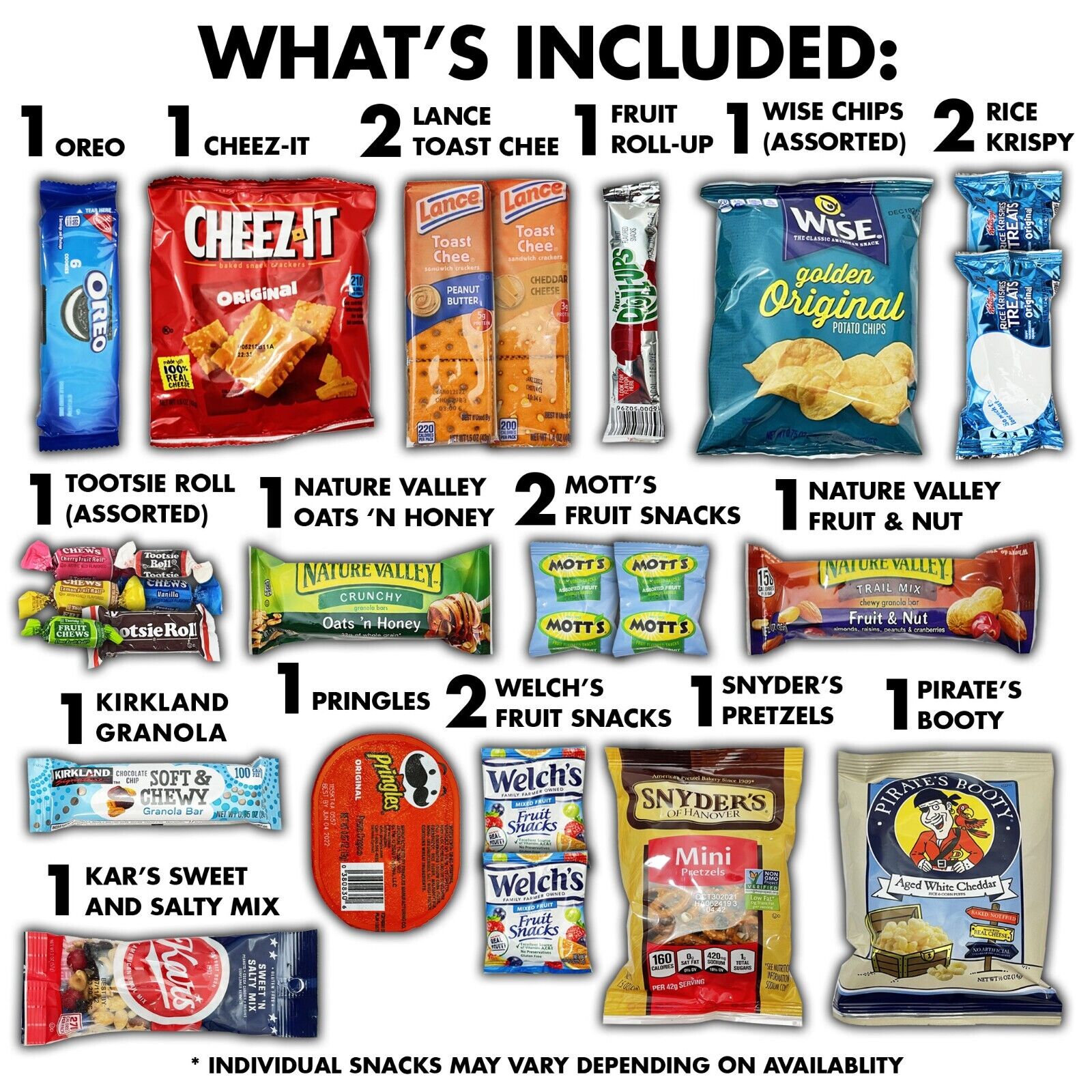 Cookies Chips Candy Snacks Care Package Variety Pack 20 Count Snack Sampler Box