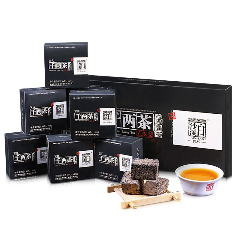 BAISHAXI Brand Anhua Qian Liang Tea Cha Hunan Anhua Dark Tea Brick 320g