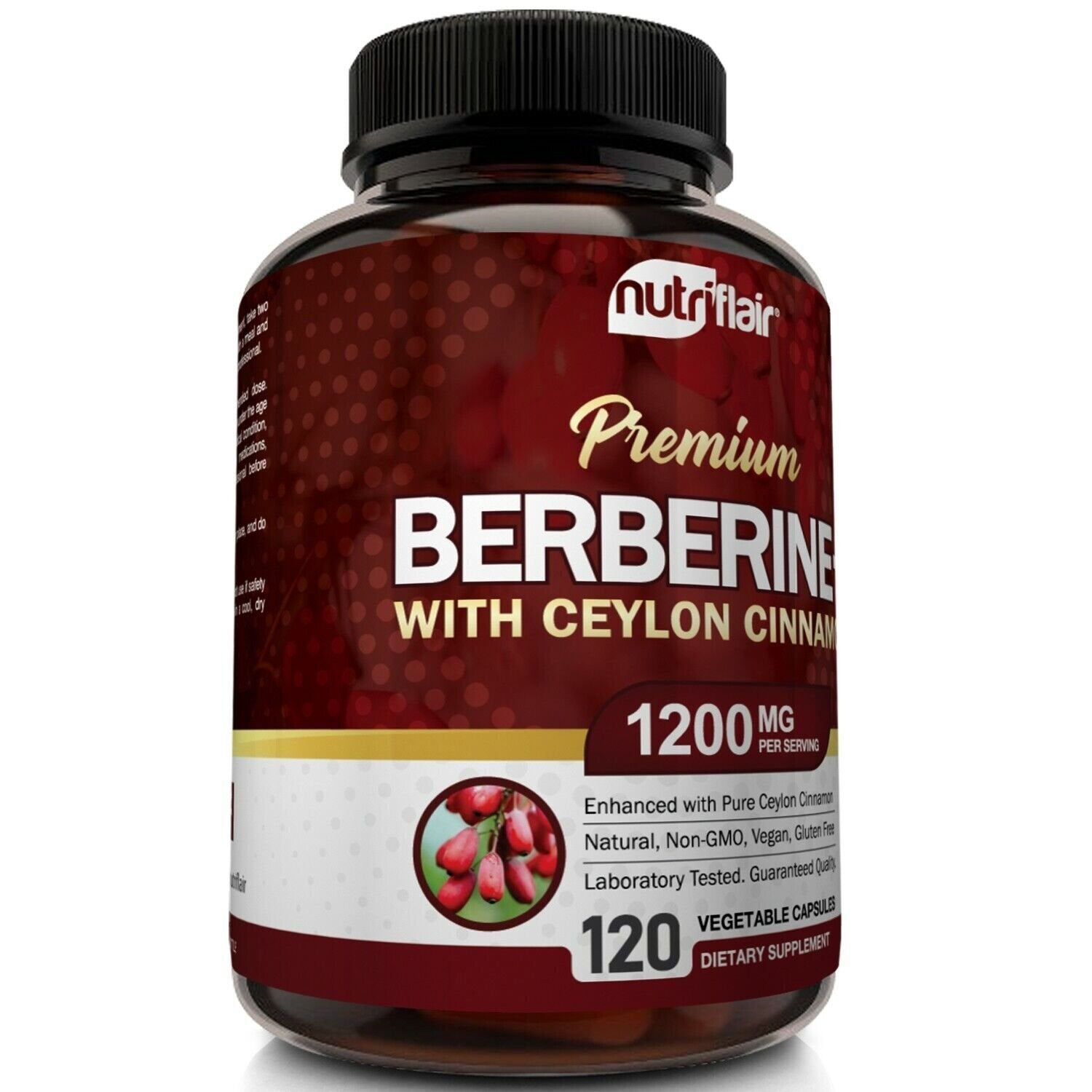 Premium Berberine HCL 1200mg with Organic Ceylon Cinnamon - 120 Capsules