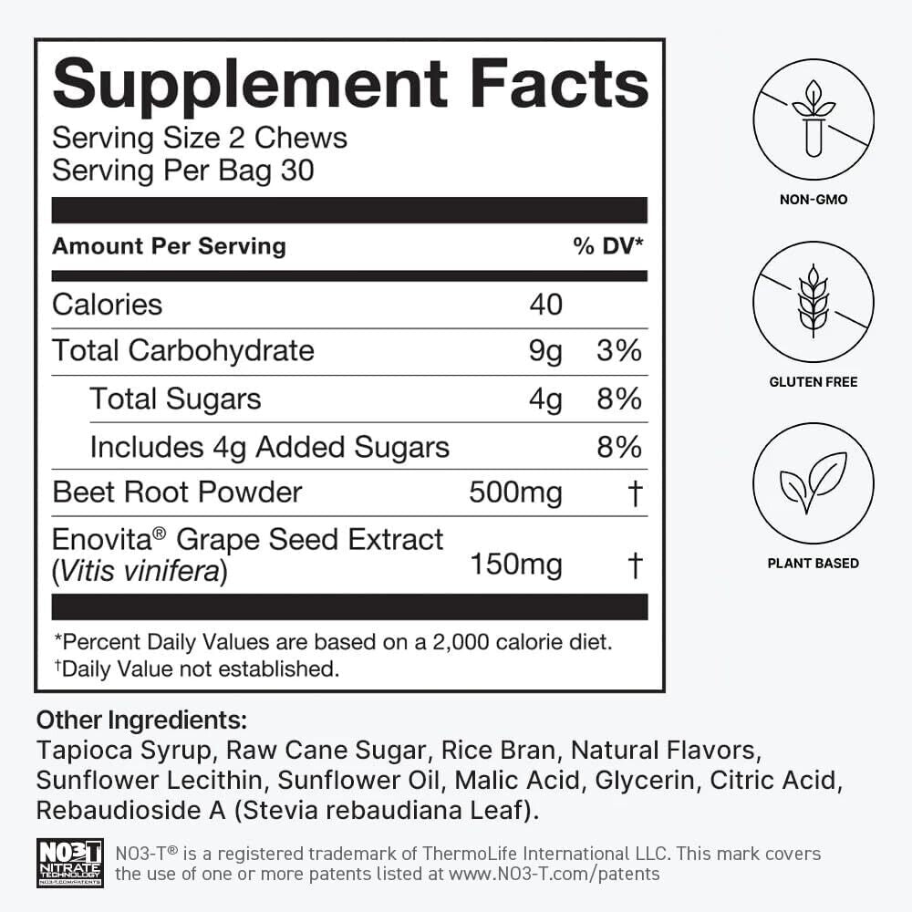 SuperBeets Heart Chews - Nitric Oxide Production and Blood Pressure