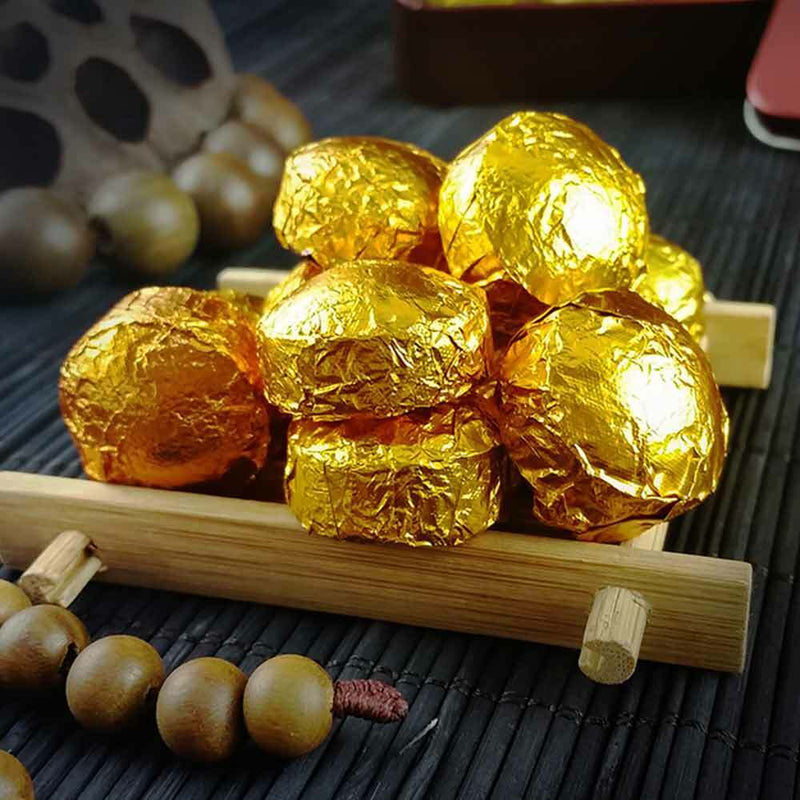 /Mini Puer Ripe Tuocha Gold Tin Foil Packing Shu Pu'er Tea Gift 75g
