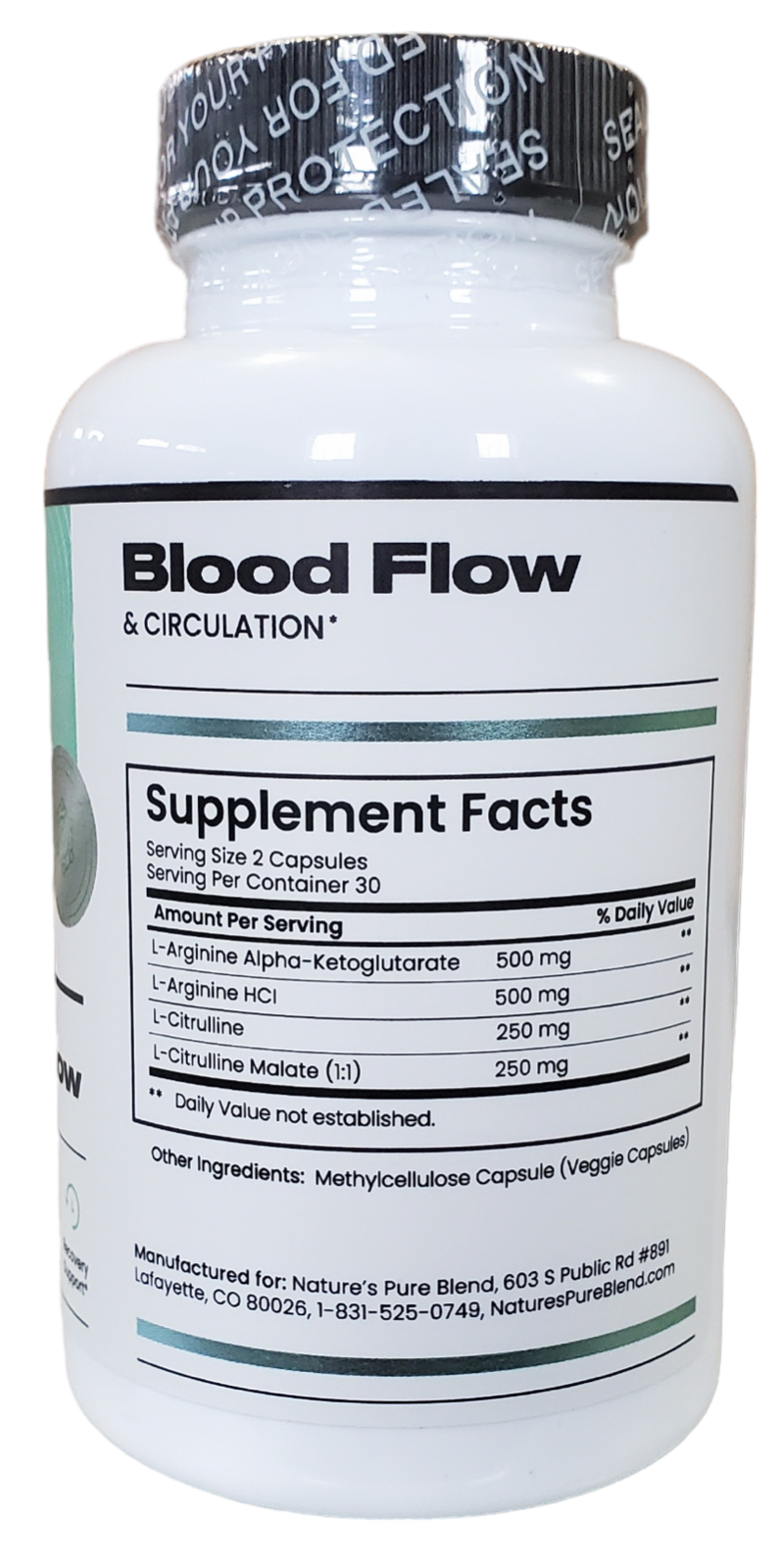NITRIC OXIDE FLOW Nature Pure Blend L-Arginine Heart Circulation Blood Pressure