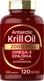 Antarctic Krill Oil 2000 mg 120 Softgels | Omega-3 EPA, DHA, with Astaxanthin