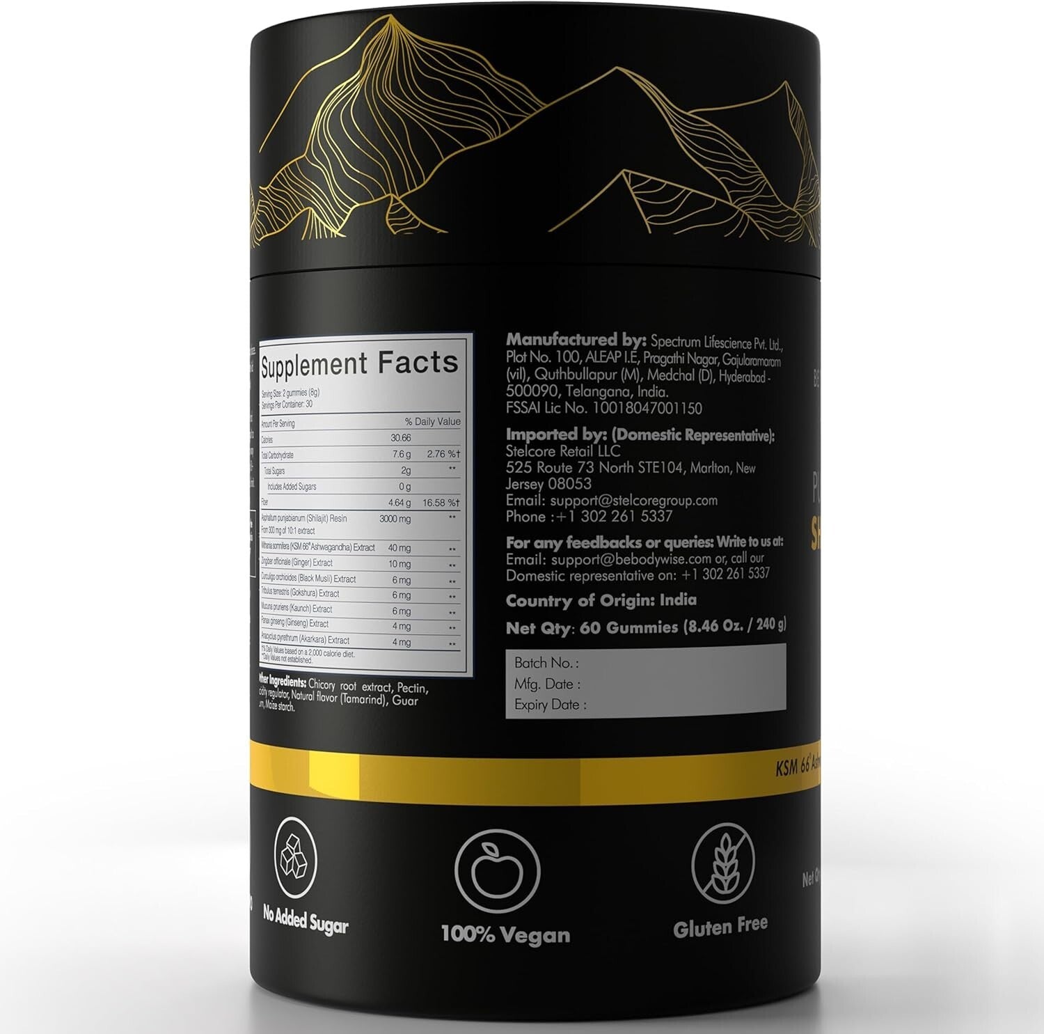 Pure Himalayan Shilajit Gummies Gold I Lab Tested I No Added Sugar I Ashwagandha