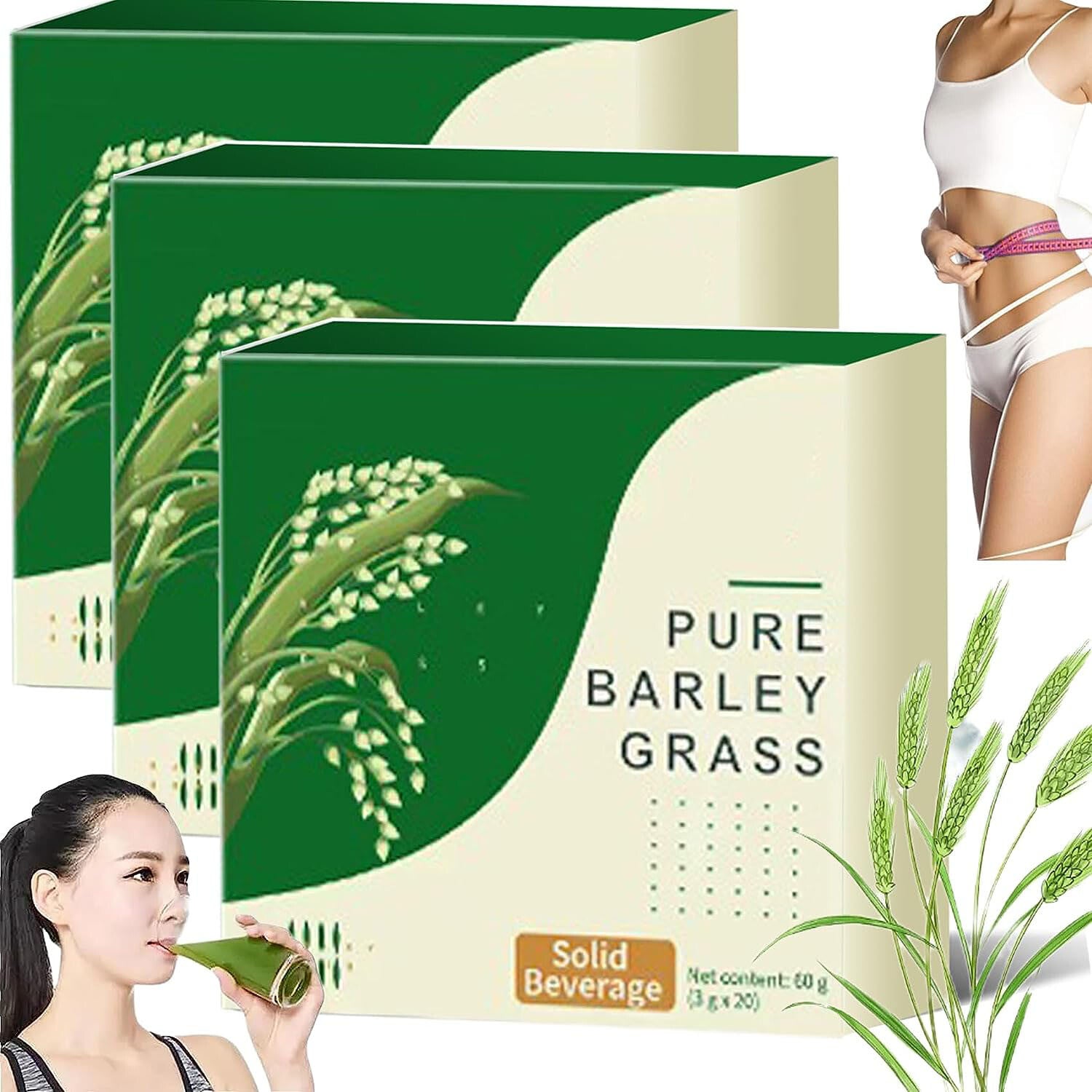 60PCS Na_veta Barley Grass Powder 100% Pure & Organic, Pure Organic Barley