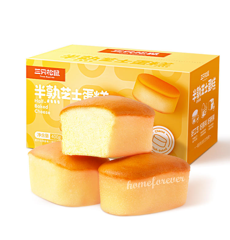 三只松鼠半熟芝士蛋糕 Three Squirrels Mild Baking Cheese Cakes Sweet Snack 400g