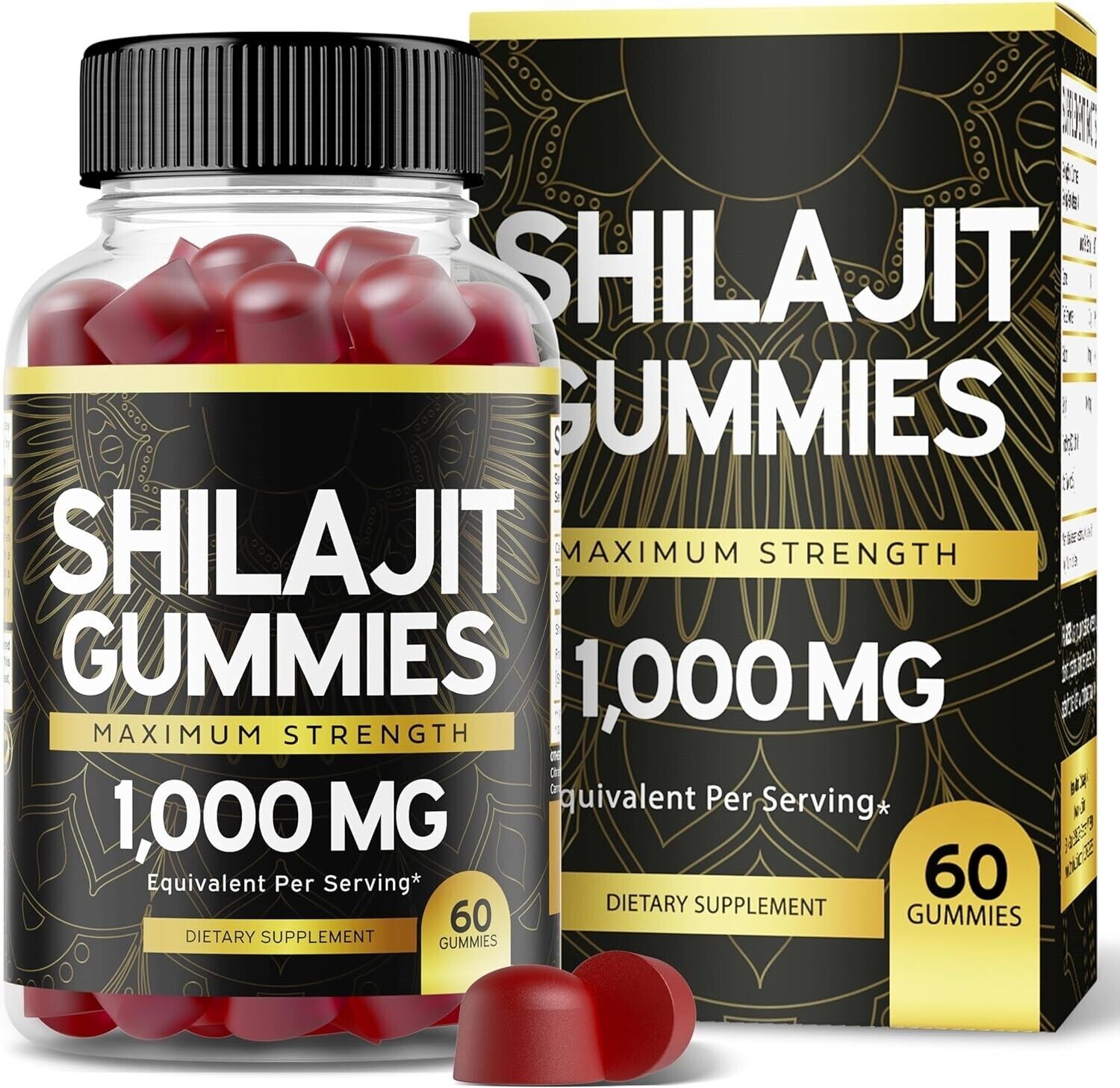 60 Gummies Pure Shilajit 1000mg Asphaltum Naturally Occurring Fulvic Acid NonGMO