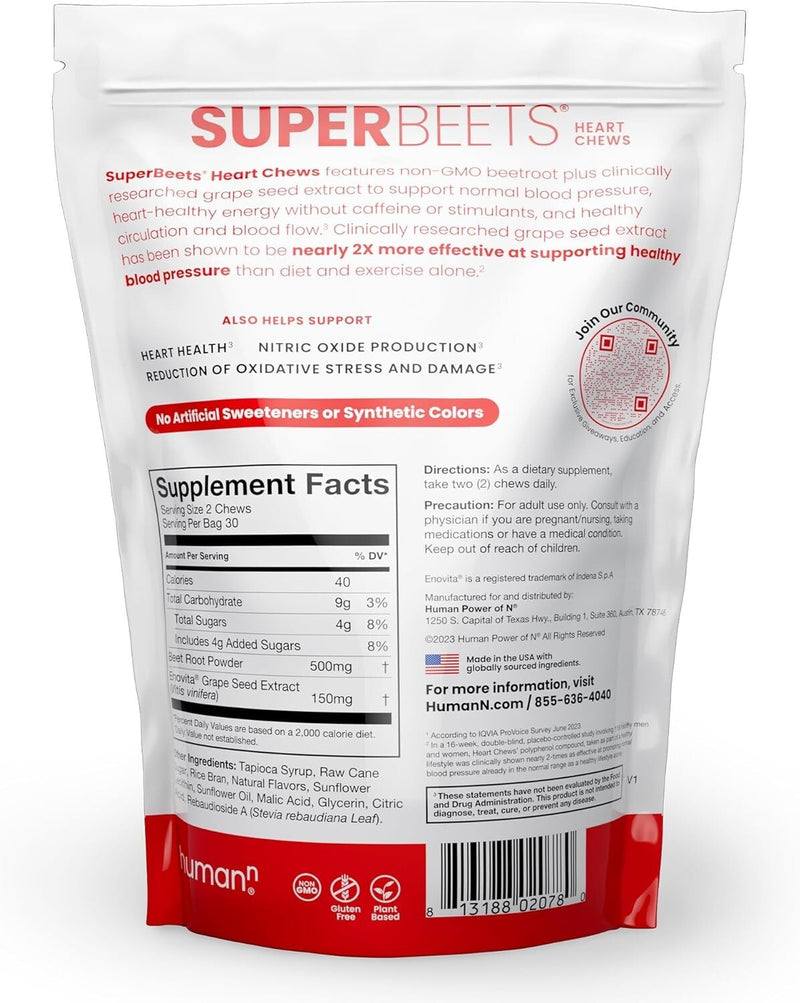 SuperBeets Heart Chews - Nitric Oxide Production and Blood Pressure