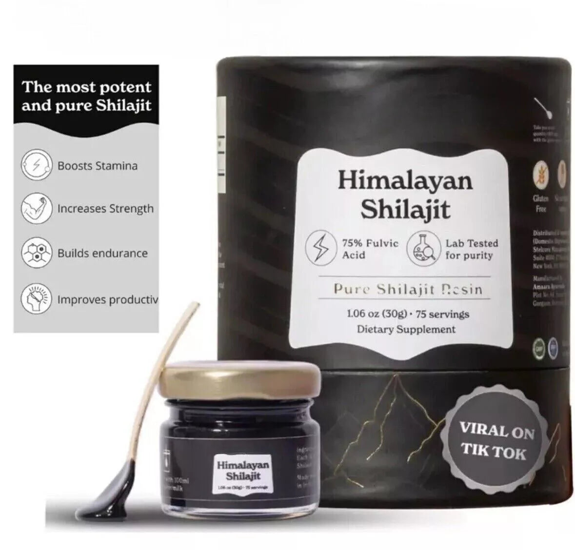 30gHimalayan Shilajit,Soft Resin,Organic,Extremely Potent,Fulvic Acid
