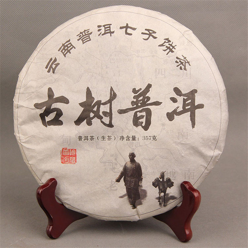 China 357g Spring Puer Cake Pu Erh Raw Pu-erh Green Tea Handmade Fermented Leaf