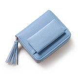 Brand Women Small Wallets Tassel Pendant Short Money Wallets PU Leather Lady Zipper Coin Pocket Purses Female Fashion Cardbag