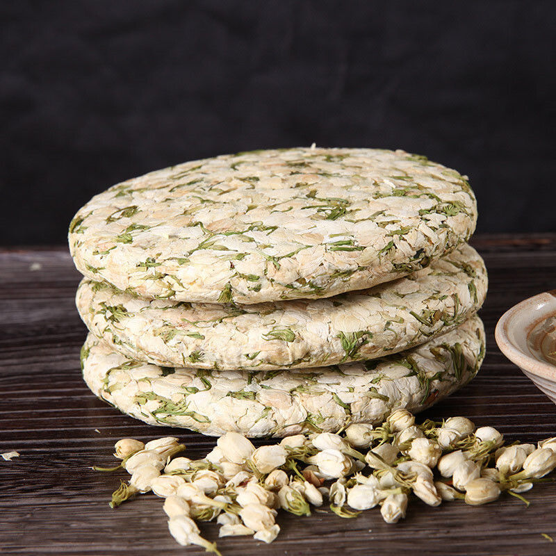 200g Top Grade Dried Jasmine Tea Bud Flower Tea Green Pu-erh Tea Cake Blooming Tea