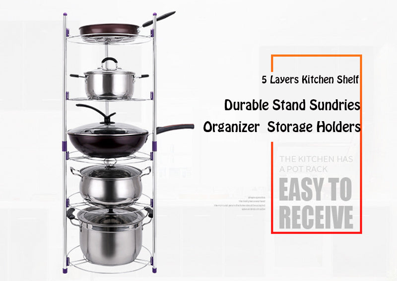 5-Layers Kitchen/Bathroom Shelf Portable Space Saving Basin Pot Combinatorial Storage Racks Durable Sundry Organizer Holders