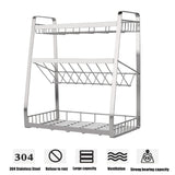 3 Layers Kitchen Spice Rack 304 Stainless Steel Countertop Spice Jars Bottle Shelf Kitchen Organizer Shelf Storage Holder Black