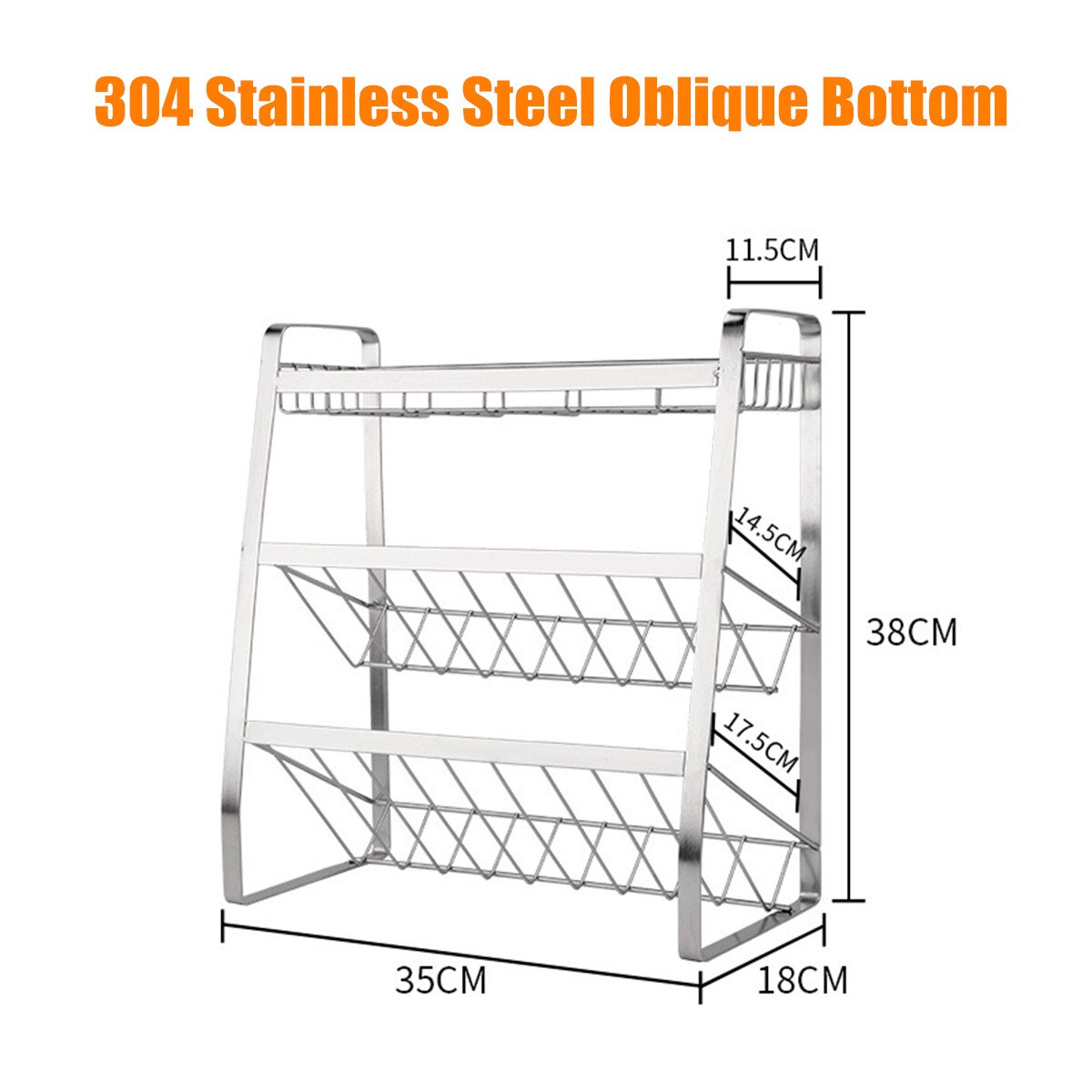 3 Layers Kitchen Spice Rack 304 Stainless Steel Countertop Spice Jars Bottle Shelf Kitchen Organizer Shelf Storage Holder Black