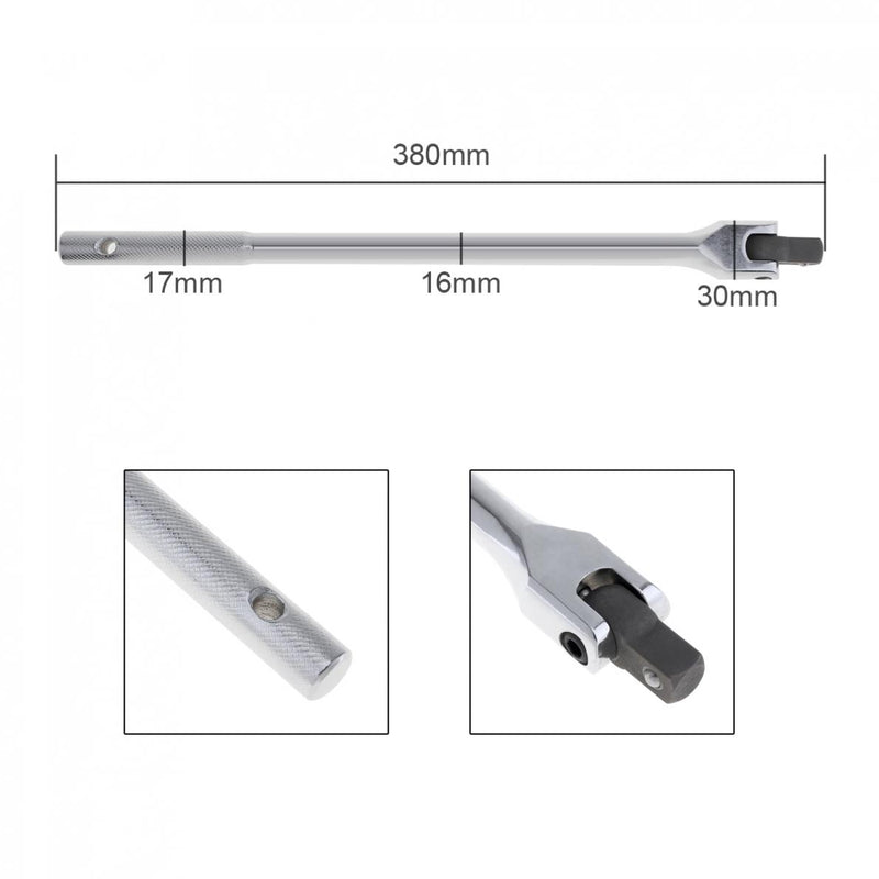 1/2 F Rod 15" 380mm long Force Bar Activity Head Socket Wrench with Strong Force Lever Steering Handle for Repairing