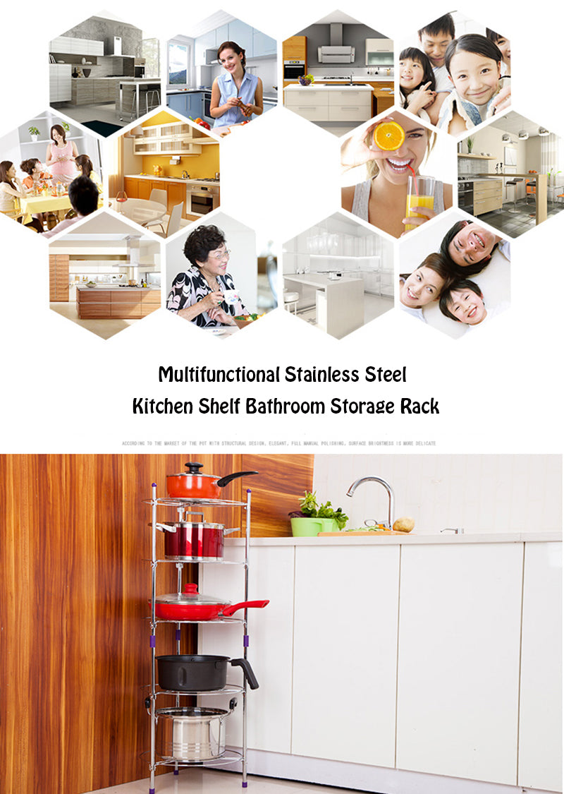 5-Layers Kitchen/Bathroom Shelf Portable Space Saving Basin Pot Combinatorial Storage Racks Durable Sundry Organizer Holders