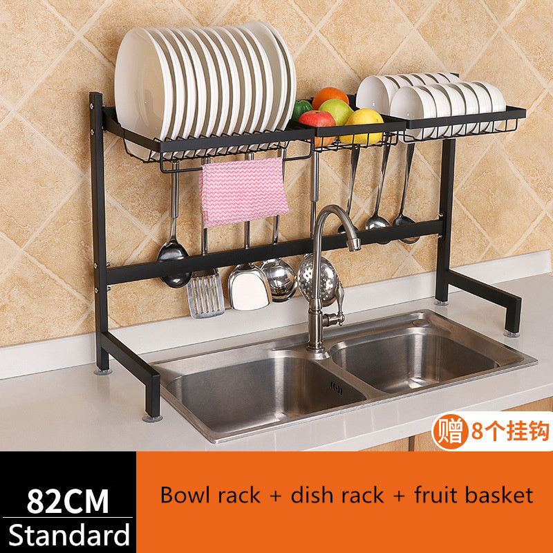 Kitchen stainless steel sink drain rack kitchen shelf DIY dishes cutlery dry drain rack 2 layer storage rack pantry organizer