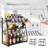 3 Layers Metal Multifunction Storage Rack Holder Kitchen Tool Organizer Seasoning Bottles Stand Shelf Dish Bowl Drain Rack