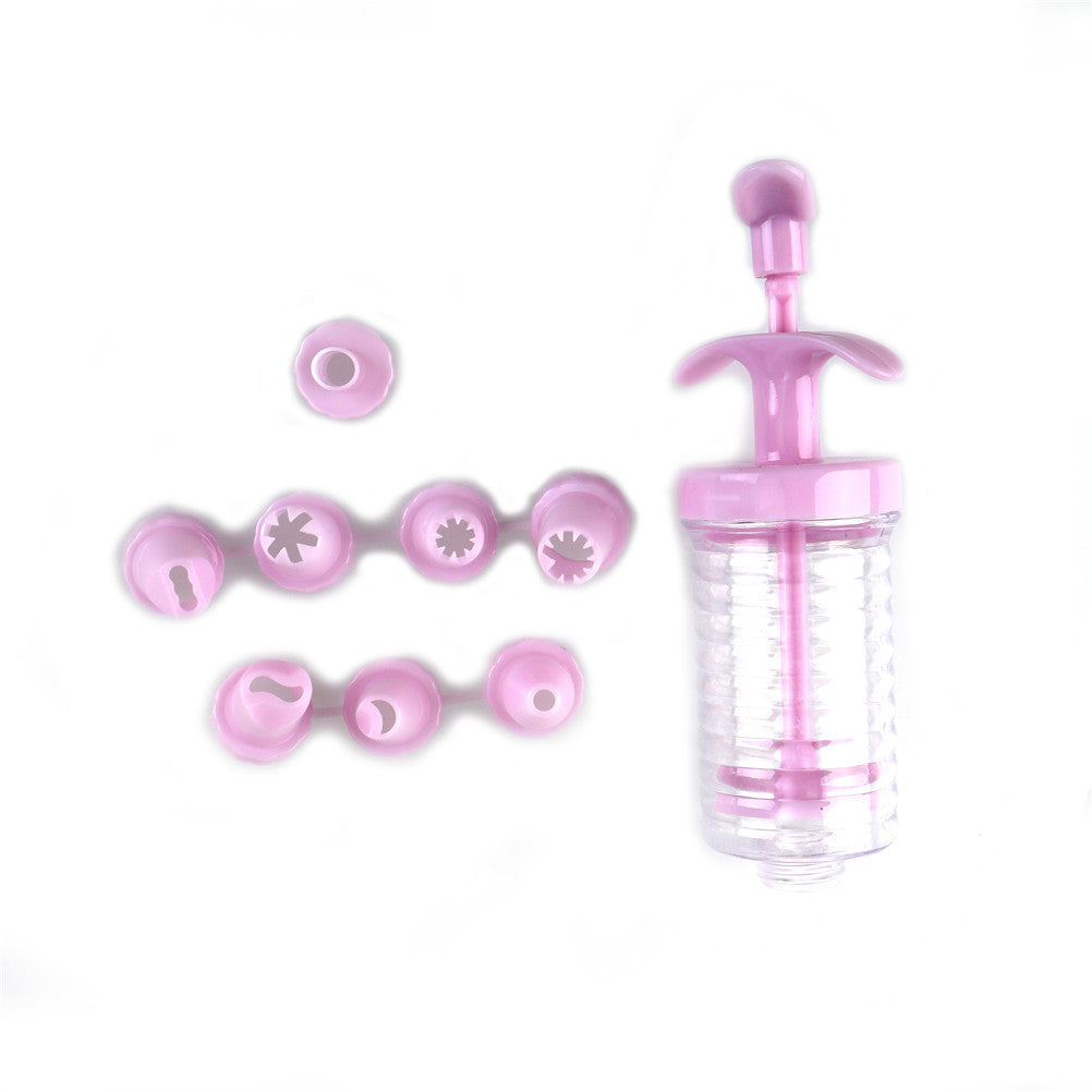 1 Pcs Plastic 8 Cake Nozzles Icing Syringe Mold Cake Decorating Piping Cream Syringe Tips Set Tool Cake Decoration Baking Set