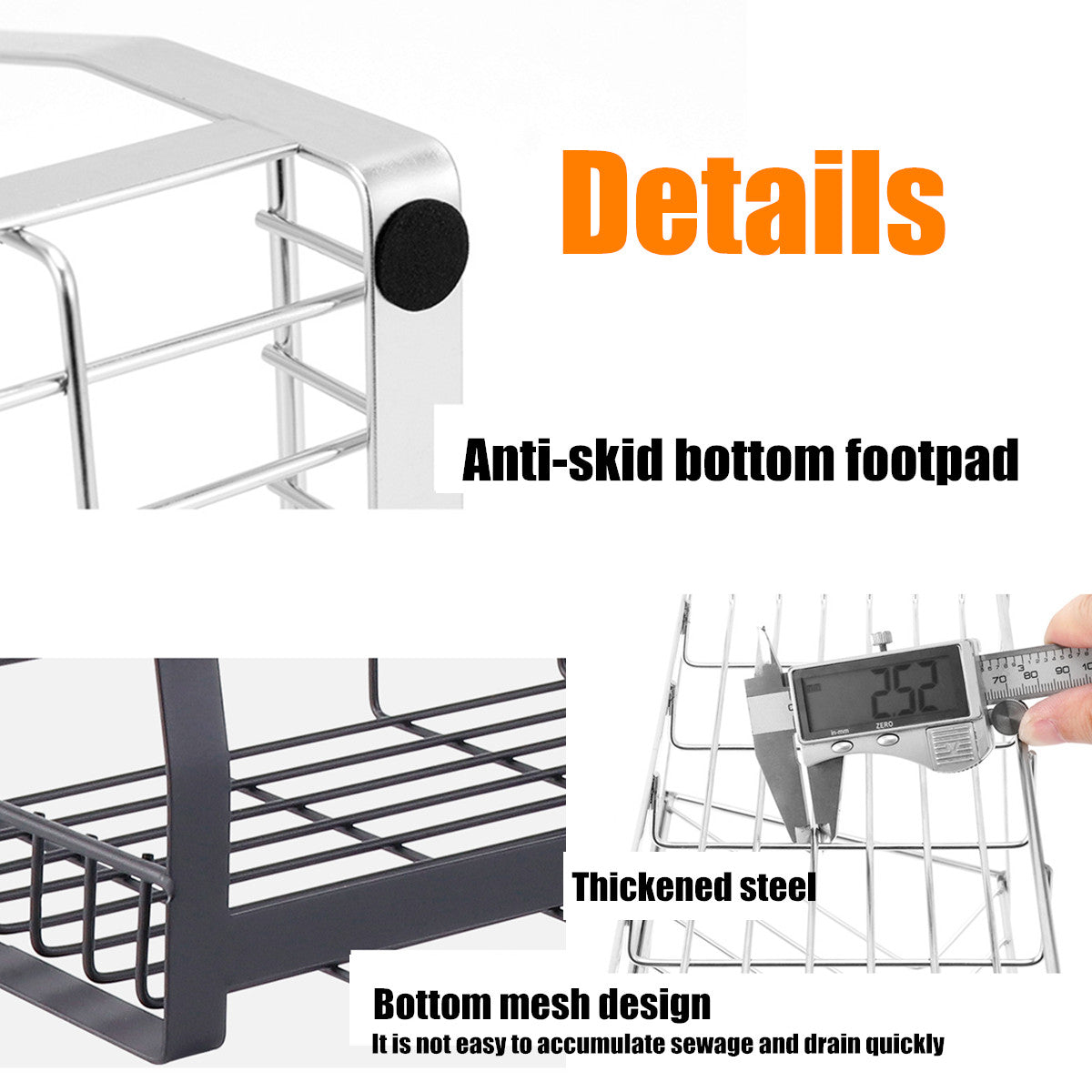 3 Layers Kitchen Spice Rack 304 Stainless Steel Countertop Spice Jars Bottle Shelf Kitchen Organizer Shelf Storage Holder Black