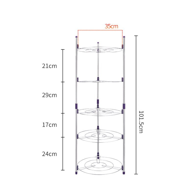 5-Layers Kitchen/Bathroom Shelf Portable Space Saving Basin Pot Combinatorial Storage Racks Durable Sundry Organizer Holders