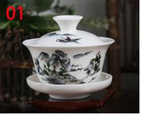 Chinese traditions gai wan tea set Bone China Tea Sets Dehua gaiwan tea porcelain pot set for travel Beautiful and easy kettle